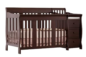 Stork Craft Portofino 4-in-1 Fixed Side Convertible Crib and Changer, Espresso