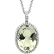 14K White Gold Prasiolite and Diamond Pendant