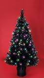 4ft Black Melted Fibre Optic Christmas Tree