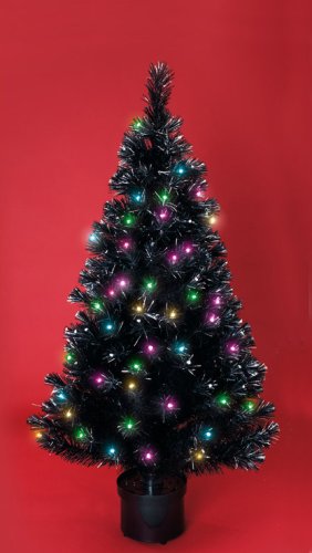 Childrens Toyshop  Kitchen & Housewares : 4ft Black Melted Fibre Optic Christmas Tree