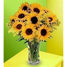 Glorious Sunflower Bouquet - Fresh Flowers - Guaranteed Delivery by Mother's Day if you Select "Expedited Shipping" at checkout; "Standard Shipping" will guarantee delivery by Wednesday of next week (5/14/2008)