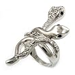 Diamante Rhodium Plated Swirl Snake Ring
