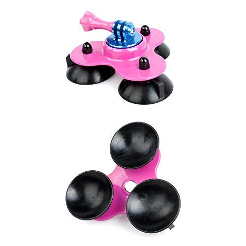 ProPto (TM) Professional Removable Suction Cup Mount Adapter Low Angle Sucker With Tripod And Screw HD Camera Accessories For Gopro-Pink