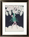 Flapper in a Green Dress Dances in Front of a Group of Men in Evening Dress Collections Framed Art Poster Print by Andree Sikorska, 27x33