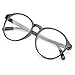 PenSee Oversized Circle Eyeglasses Frame Inspired Horned Rim Clear Lens Glasses (Black)