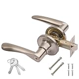 TRIDENT Door Handle Pair Lever on Rose Set with Adjustable Latch Entrance Satin Nickel Plated by Exc