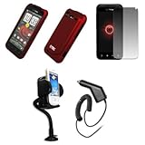 EMPIRE Red Rubberized Hard Case Cover + 360 Degree Rotatable Car Windshield ....