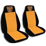 2 Black and Orange Robot car seat covers for a 2001 Nissan Maxima. by Designcovers