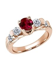 1.88 Ct Round Red Created Ruby G/H Diamond 14K Rose Gold Ring