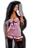 Stunning Pink Satin And Mesh Set With Mask UK 10 to 12 inclusive.