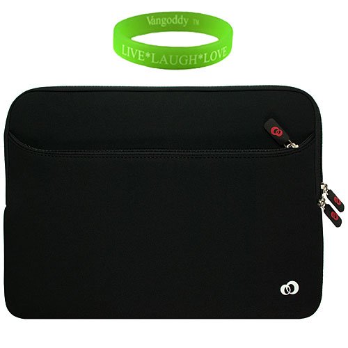 Quality Apple MacBook Pro 17 Inch Black Neoprene Sleeve Case with Pockets + VanGoddy Live*Laugh*Love Wristband