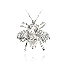 Sterling Silver Simulated Diamond CZ Bee Pin