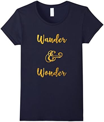 Women's Wander &amp; Wonder Wanderlust Traveler T-Shirt Small Navy