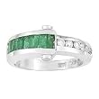 14K White Gold Emerald and Diamond Ring