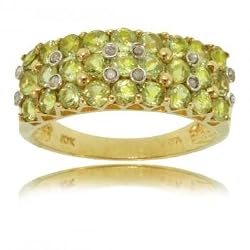 Peridot & Diamond Womens Pav? Ring in Solid Yellow Gold