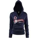 NCAA Mississippi Rebels Ladies Navy Blue Rugby Distressed Deep V-neck Hoody Sweatshirt