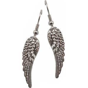 Bright and Shiny Petite Angel Wing Dangle Earrings - Silver or Gold Finish