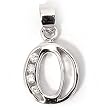 Silver Block Initial Pendant with Cubic Zirconia, Size: 12mm