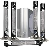 JVC SX-W6555S 6-Piece 5.1 Channel Surround Sound Tower Speaker System (Silver/Black)