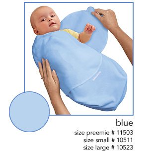 Childrens Toyshop  Toys : Kiddopotamus SwaddleMe Cotton Knit Adjustable Infant Wrap (Blue - Large)