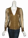 RACHEL ROY Ruched Organza Blouse in Bronze