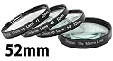 Sakar 52mm 55mm Close-Up Filter Set (+1 +2 +4 Diopters)Magnification Kit - Metal Rim & Glass