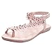 Maybest Simple Flower Beading Round Head Flip Flop Shoes Flat Sandals