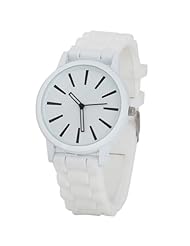 Sotijobs Unisex Men Women Silicon Band Puddy Color Analog Quartz Wrist Sports Watch White
