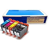 Inkjetcorner Compatible 5 Pack Ink Cartridges plus Chip for CANON PGI-250 CLI-251 Pixma MG5620 MG6620 MG7520 (Shows Accurate Ink Levels)