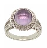 2.50 Carat Amethyst Diamond 14K White Gold Filigree Ring