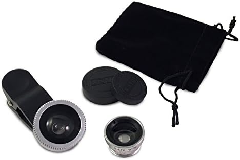 Fisheye + Macro + Wide Angle Lens Set for iPhone, Samsung Galaxy, Android, Smartphone - Clip On Camera Cell Phone 3 Lens Set - Silver