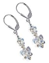 Bewitch Butterfly Swarovski Crystal Sterling Silver Leverback 1.5" Long Dangle Earrings