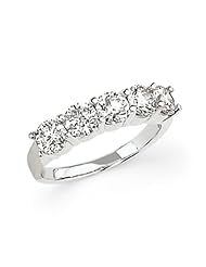 14k White Gold AA Diamond Five Stone Ring Diamond quality AA (I1 clarity, G-I color)