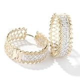 14K Two-Tone Gold 1.00ct Diamond Hoop Earrings