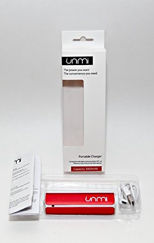 USB Portable Charger for iPhone 6, 5S, 5C, 5, 4S, Samsung Galaxy S5, S4, S3 Note 3, 4 Nokia Lumina 520, 1020, Nexus 4,3, HTC and Other Smartphones from UnmiTM. Mini Compact 3000mAh Emergency External Back-Up Battery Charger. Provides Additional 7 hours Talktime. Risk-free Money Back Guarantee (Red)
