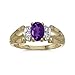 14k Yellow Gold Oval Amethyst And Diamond Ring title=