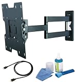 Full-motion wall mount Black Bracket with 425mm extension-Single Arm fits SAMSUNG LE19B541C4WXXC 19 inch LCD TV Flat Panel HD Ready Screen comes with FREE GOLD HDMI CABLE AND SCREEN CLEANING KIT
