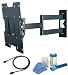 Full-motion wall mount Black Bracket with 425mm extension-Single Arm fits 17 19 20 22 23 24 26 27 28 32 inch LCD / LED / Plasma TV of ALL MAKES ALL MODELS comes with FREE GOLD HDMI CABLE AND SCREEN CLEANING KIT