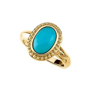 14K Yellow Gold 1 7/8 ct. Turquoise Cabochon Fashion Ring
