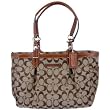 Coach Signature Gallery East West 12CM Tote Khaki Toffee Bag 15146