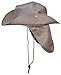 Tropic Hats Summer Wide Brim Mesh Safari/Outback W/Neck Flap & Snap Up Sides - Tan L
