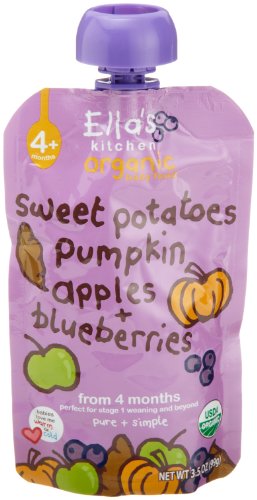 Ella's Kitchen Organic Baby Food, Sweet Potatoes, Pumpkin, Apples + Blueberries (4+months), 3.5-Ounce Pouches (Pack of 7)
