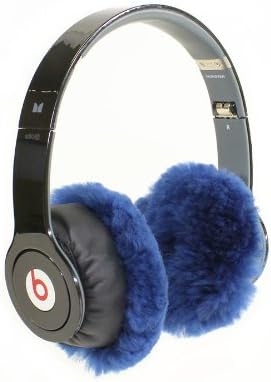 EarMuffies - fur earmuff covers for headphones - SMALL Sheepskin Blue (Fits Beats SoloHD/Wireless/Mixr and other popular headphones)
