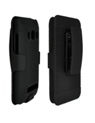 Wireless: DECORO DHCHTCEVOBK Rubberized Ribbed Texture Shell and Holster with Fixed Ratching Belt Clip for HTC Evo 4G - 1 Pack - Carrying Case - Retail Packaging - Black - DECORO