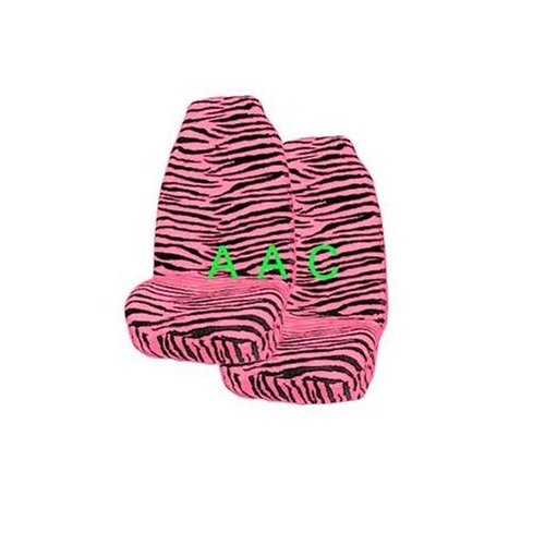 Set of 2 Universal-fit Animal Print Front Bucket Seat Cover - Zebra Pink