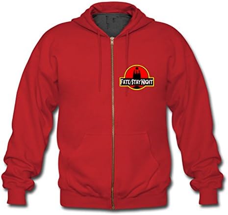Fate Stay Night Logo Custom Men's Hoody Zip Hoodie Sweatshirt Jacket Red X-Large