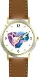 Two Ballerinas - Ballet Dancers Montage WATCHBUDDY&reg; DELUXE TWO-TONE THEME WATCH - Arabic Numbers - Brown Leather Strap-Size-Large ( Men's Size or Jumbo Women's Size )