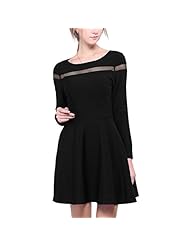 Sexy A-line Round Neck Mesh Long Sleeves  Dress