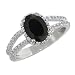 2.13 Ct Oval Black Onyx White Diamond 18K White Gold Ring