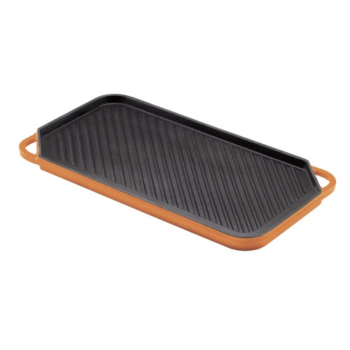 Rachel Ray 12-by-20-Inch Cast-Iron Reversible Grill/Griddle, Orange